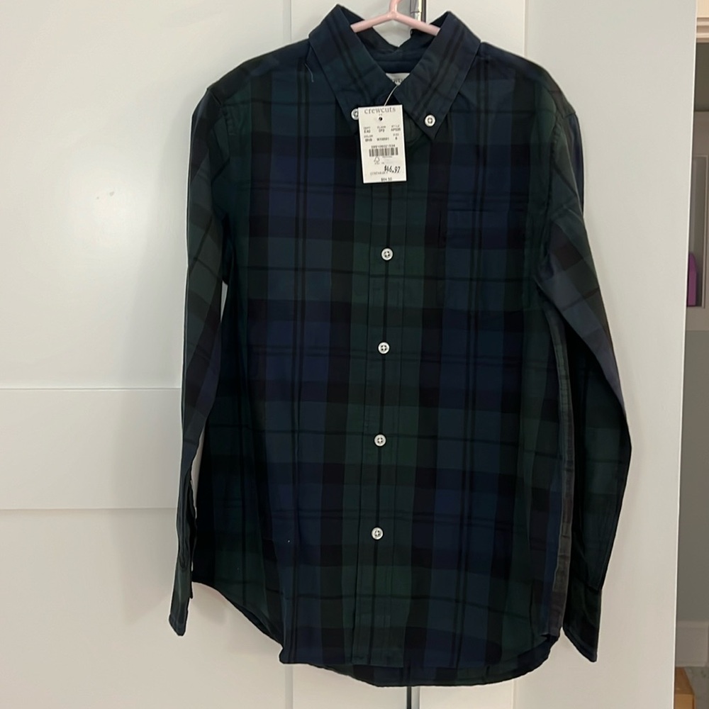Crewcuts boys black watch dress shirt size 8